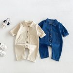 【66-90cm】オールインワン ベビー デニム 無地 - 画像 (2)