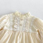 【66-90cm】ロンパース ベビー パフスリーブ レース - 画像 (10)