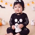 【66-90cm】ロンパース ベビー スカル プリント