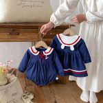 【73-100cm】ロンパースorワンピース 姉妹服 ウサギ柄 セーラー風 - 画像 (8)
