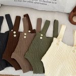 【66-100cm】ショートパンツ ベビー ニット サスペンダー - 画像 (7)