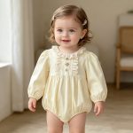 【66-130cm】ロンパースorワンピース 女の子 姉妹服 クリーム パフスリーブ - 画像 (4)