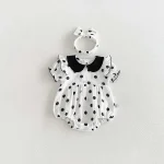 【66-90cm】ロンパース ベビー 丸襟 ドット - 画像 (2)