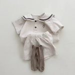 【73-100cm】セットアップ ベビー セーラー襟 シンプル - 画像 (4)