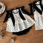 【73-100cm】ワンピースorセットアップ ベビー ドット柄 リボン - 画像 (8)