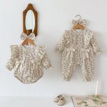 【66-100cm】長袖ロンパース ベビー 花柄 シンプル - 画像 (3)