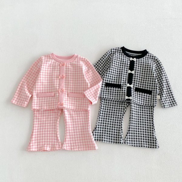 【66-90cm】セットアップ ベビー レトロ チェック
