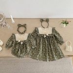 【66-140cm】ロンパースorワンピース 女の子 姉妹服 小花柄
