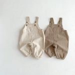 【66-100cm】サロペット ベビー ポケット付き 無地