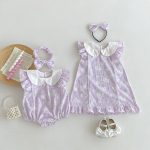 【73-110cm】ロンパース or ワンピース ベビー 肩フリル 花柄