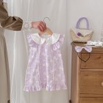 【73-110cm】ロンパース or ワンピース ベビー 肩フリル 花柄 - 画像 (7)
