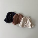 【66-100cm】カーディガン ベビー ナチュラル ワッフル 無地