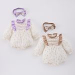 【66-90cm】ロンパース ベビー フリル 小花柄