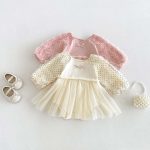 【66-90cm】ロンパース ベビー ローズ ドット チュール
