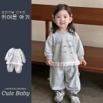 【73-110cm】セットアップ ベビー 切り替え スウィート - 画像 (2)