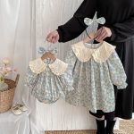 【66-90cm】ロンパースorワンピース ベビー 花柄 姉妹服