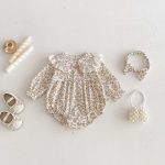 【66-90cm】ロンパース ベビー 韓国風 小花柄