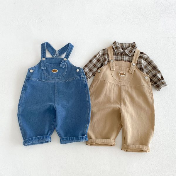 【80-130cm】シャツorサロペット 男の子 ワンプリント デニム