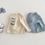 【73-120cm】長袖Tシャツ キッズ 犬柄 ワッペン ゆったり