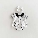 【66-90cm】ロンパース ベビー 丸襟 ドット