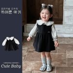 【73-100cm】トップスorワンピース ベビー ボーダー柄 エレガント - 画像 (2)