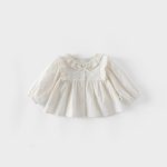 【73-90cm】ブラウス ベビー 無地 ジャカード