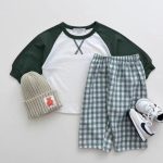 【73-100cm】トップス&チェックパンツ ベビー 韓国風 切り替え - 画像 (5)
