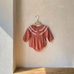 【66-100cm】ロンパースorワンピース ベビー ダブルフリル ビッグカラー - 画像 (4)