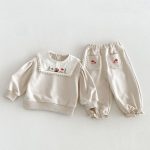 【80-130cm】セットアップ 女の子 刺繍 スクエアネック - 画像 (4)