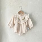 【66-90cm】ロンパース ベビー 花柄 刺繍 レトロ - 画像 (7)