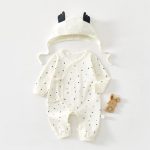 【52-80cm】カバーオール＆帽子 ベビー ドット柄 シンプル