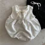 【66-90cm】ロンパース ベビー リボン付き ノースリーブ - 画像 (8)