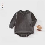 【66-90cm】ロンパース ベビー シームレス 無地 - 画像 (2)