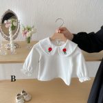 【66-100cm】長袖Tシャツ ベビー服 女の子 おしゃれ 襟付き 刺繍 - 画像 (12)