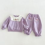 【80-130cm】セットアップ 女の子 刺繍 スクエアネック - 画像 (5)