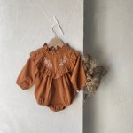 【66-90cm】ロンパース ベビー 花柄 刺繍 レトロ - 画像 (8)