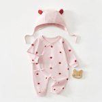 【52-80cm】カバーオール＆帽子 ベビー ドット柄 シンプル - 画像 (4)