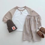 【73-100cm】トップス&チェックパンツ ベビー 韓国風 切り替え - 画像 (8)