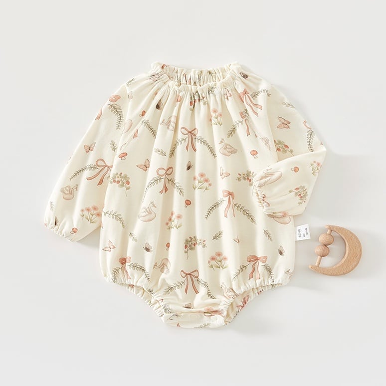 a05a6dadda241bf3fc03f13fc078c756.jpg 【66-90cm】ロンパース リボン柄 プリンセス 可愛い ベビー服 - 画像 (1)
