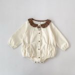 【66-90cm】ロンパース ブラウン チェック襟 ベビー服 - 画像 (5)