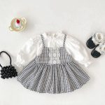 【73-120cm】セットアップ 女の子 レース チェック