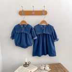【66-130cm】ロンパースorワンピース 女の子 姉妹服 セーラー襟 デニム - 画像 (6)