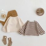 【73-100cm】長袖Ｔシャツ キッズ スリーブ ボーダー ニット 裏起毛 - 画像 (8)