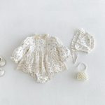 【66-90cm】ロンパース ベビー パフスリーブ 花柄 - 画像 (3)