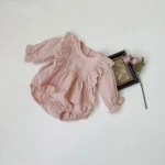 【66-90cm】ロンパース ベビー 肩フリル襟 ノーカラー - 画像 (5)