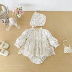 【66-90cm】ロンパース ベビー パフスリーブ 花柄 - 画像 (8)
