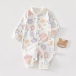 【66-90cm】ロンパース ベビー フラワー シンプル