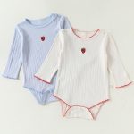 【66-90cm】ロンパース ベビー服 シンプル イチゴリブ - 画像 (2)