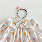 【66-90cm】ロンパース or ワンピース ベビー アイスクリーム プリント - 画像 (13)