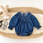 【66-90cm】ロンパース ベビー デニム 蝶結び付き - 画像 (6)